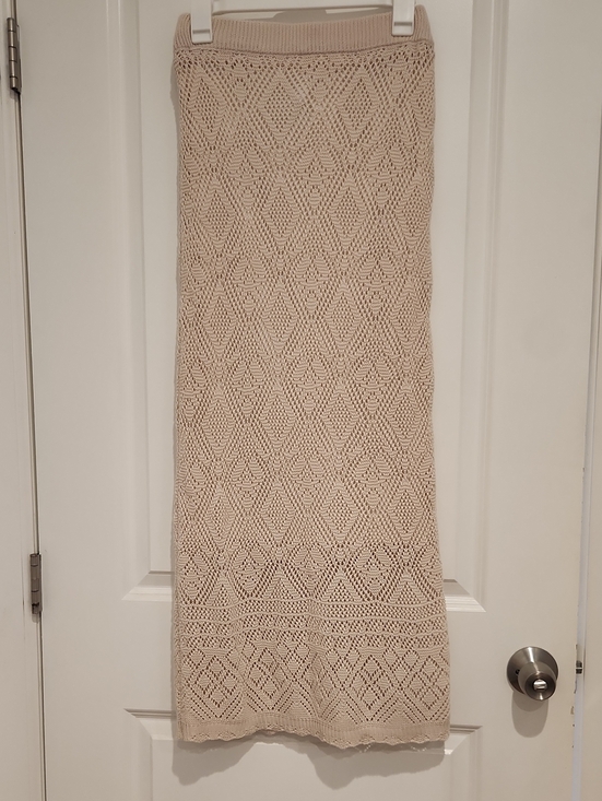 Freshman Dresses & Skirts - Freshman 1996 Neutral Cream Crochet Knit Midi Skirt Bohemian